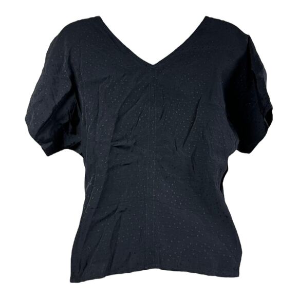 Madewell Puff-Sleeve Top in Floral Jacquard in black size 10 - Picture 5 of 15